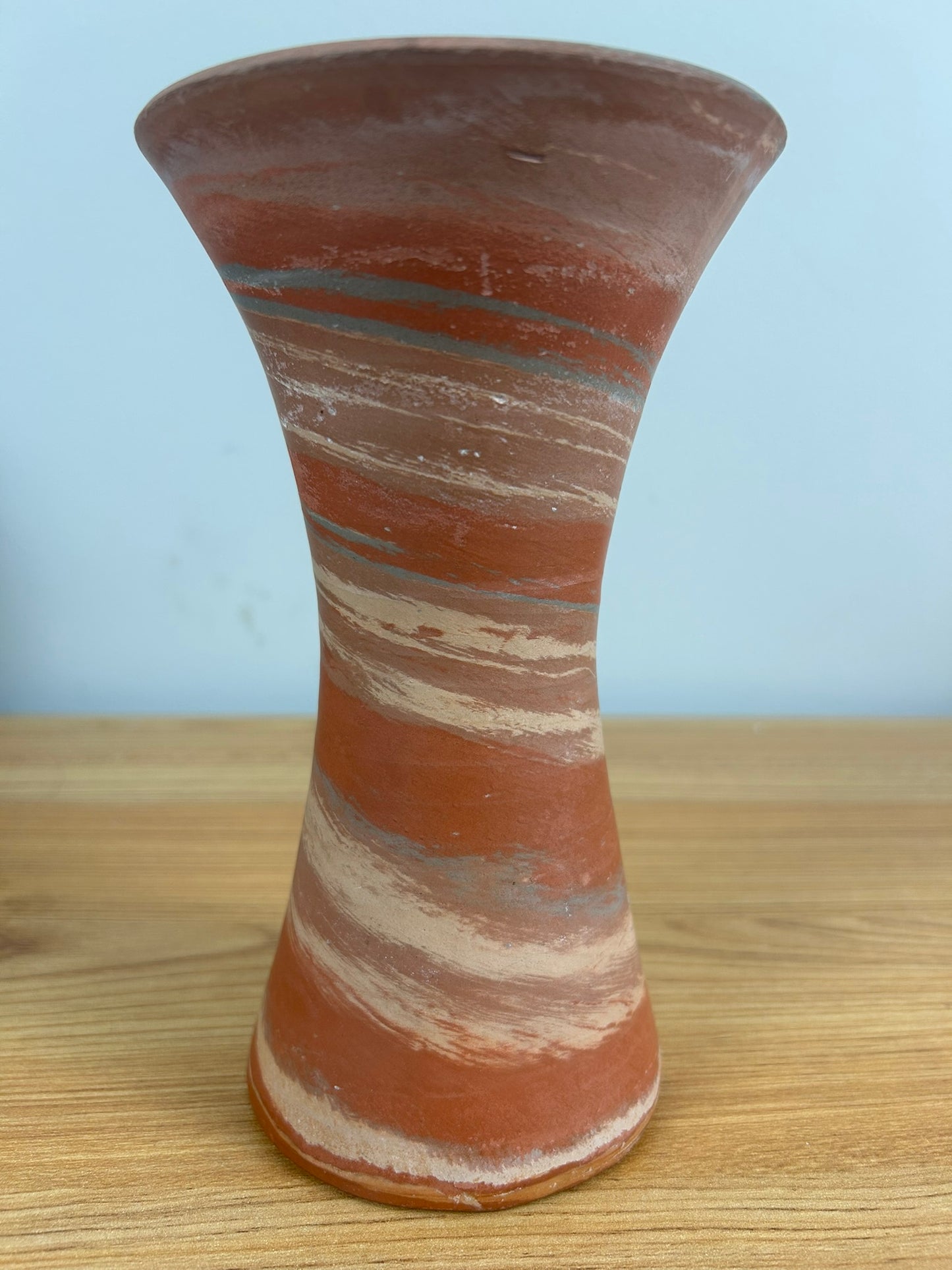 Evans Pottery Mission Red Brown Swirl Flared Rim Art Pottery Vase