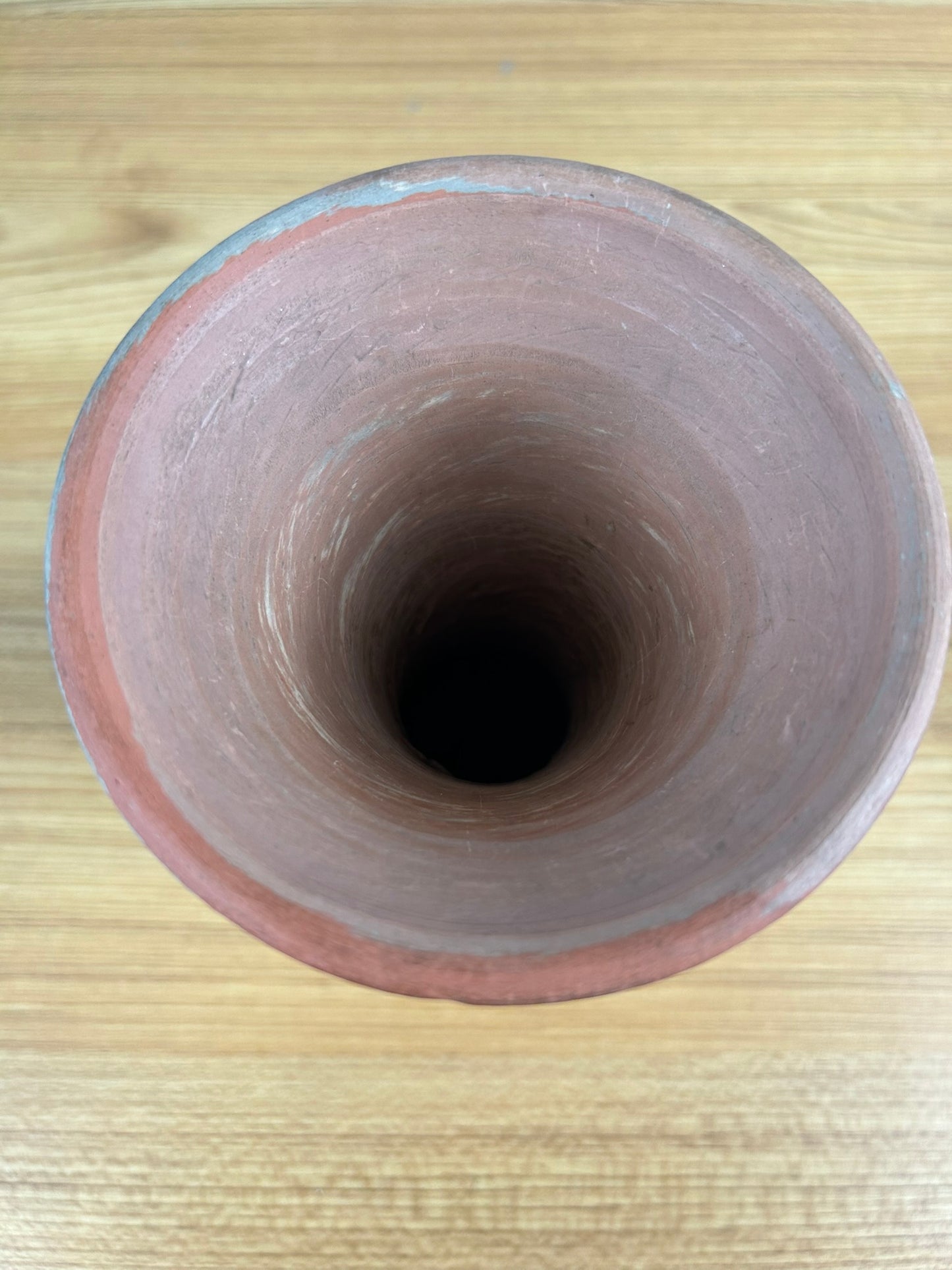 Evans Pottery Mission Red Brown Swirl Flared Rim Art Pottery Vase