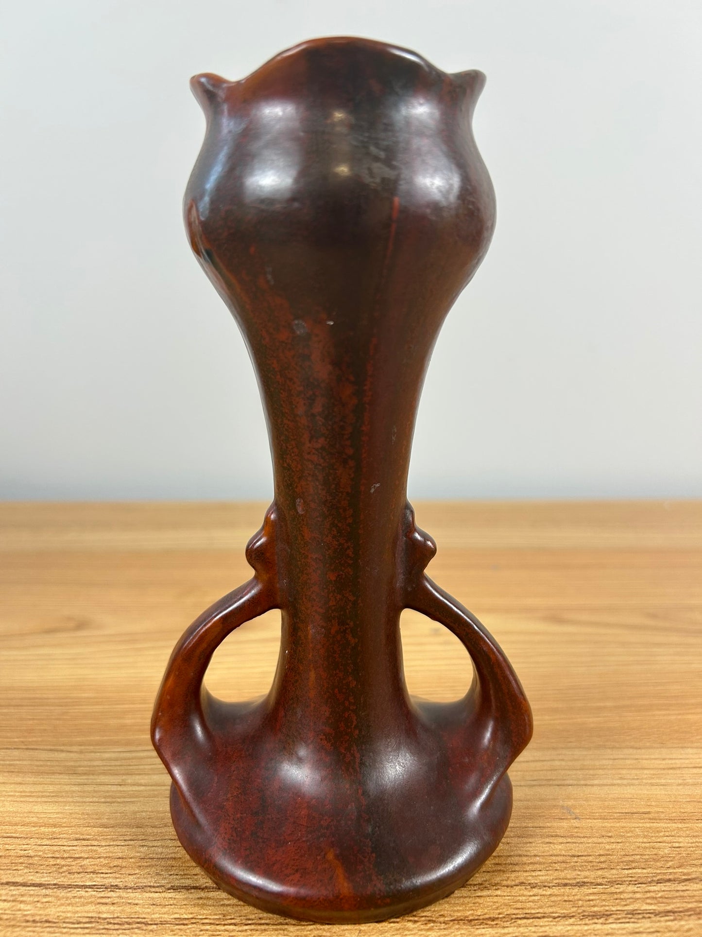 France Art Pottery Red Drip Glazed Art Nouveau Botanical Bud Vase
