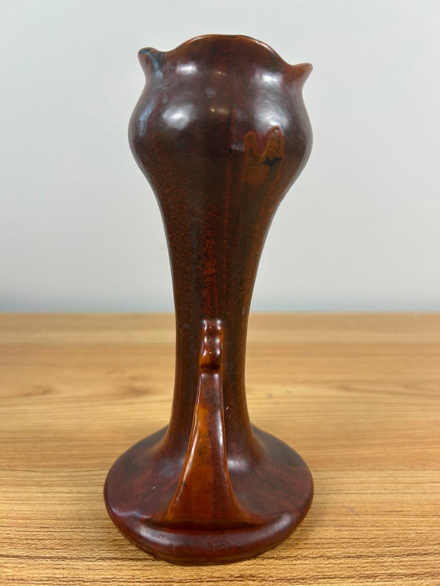France Art Pottery Red Drip Glazed Art Nouveau Botanical Bud Vase