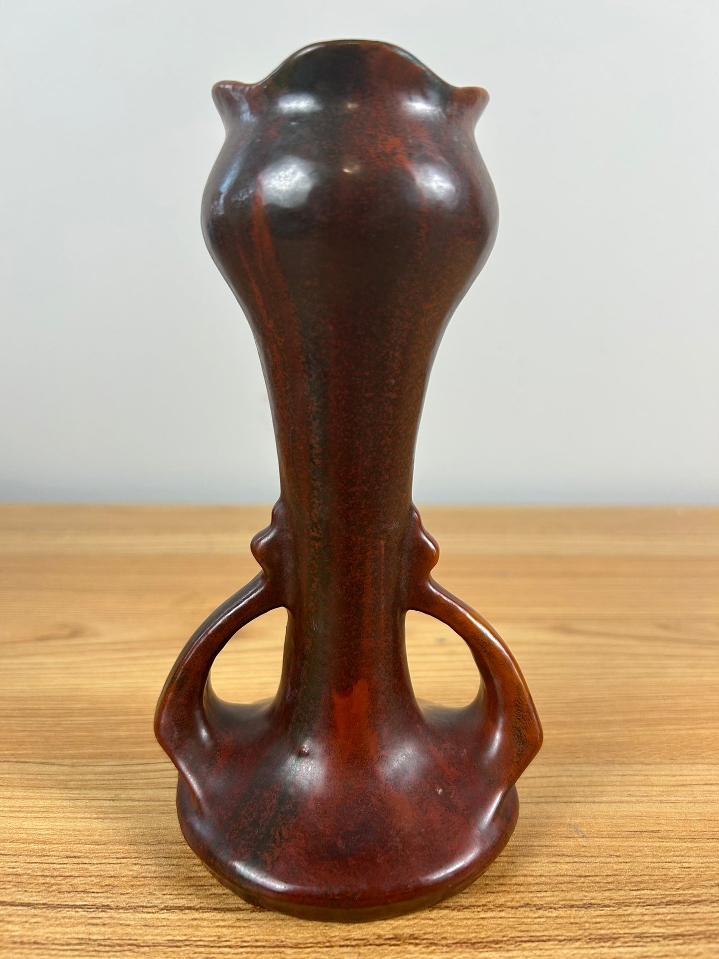 France Art Pottery Red Drip Glazed Art Nouveau Botanical Bud Vase