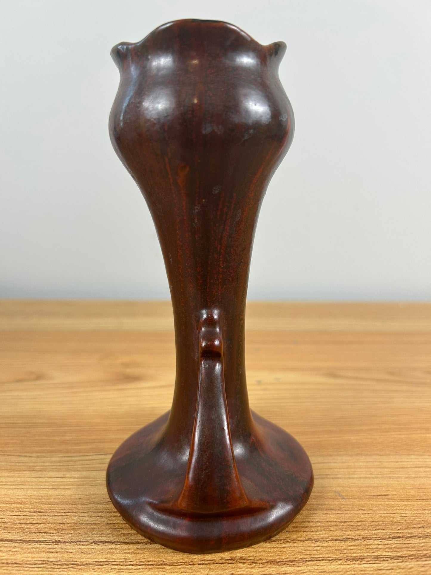 France Art Pottery Red Drip Glazed Art Nouveau Botanical Bud Vase