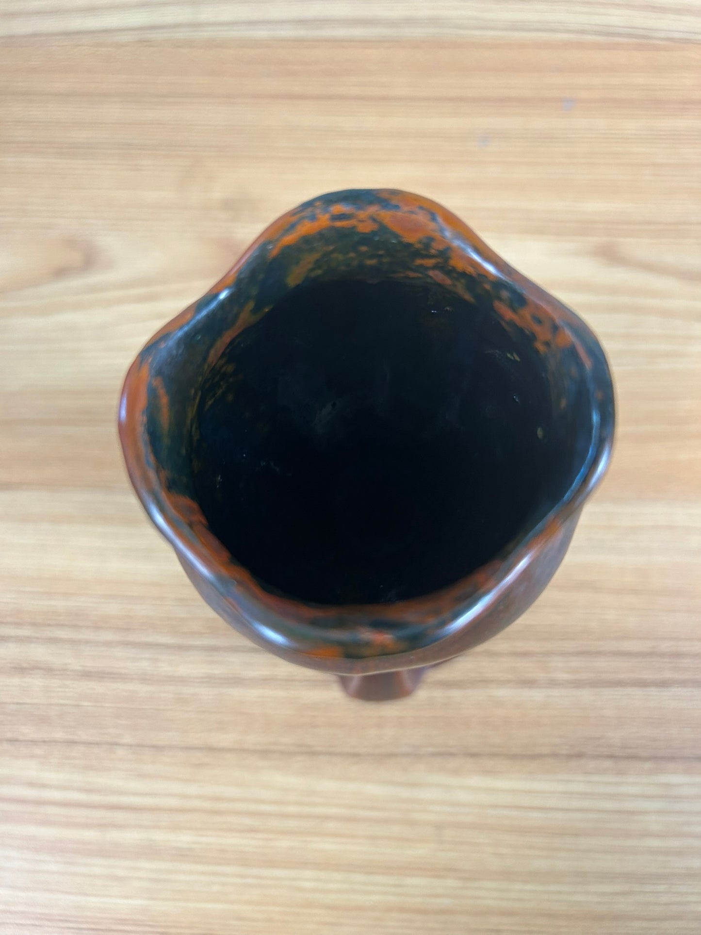France Art Pottery Red Drip Glazed Art Nouveau Botanical Bud Vase