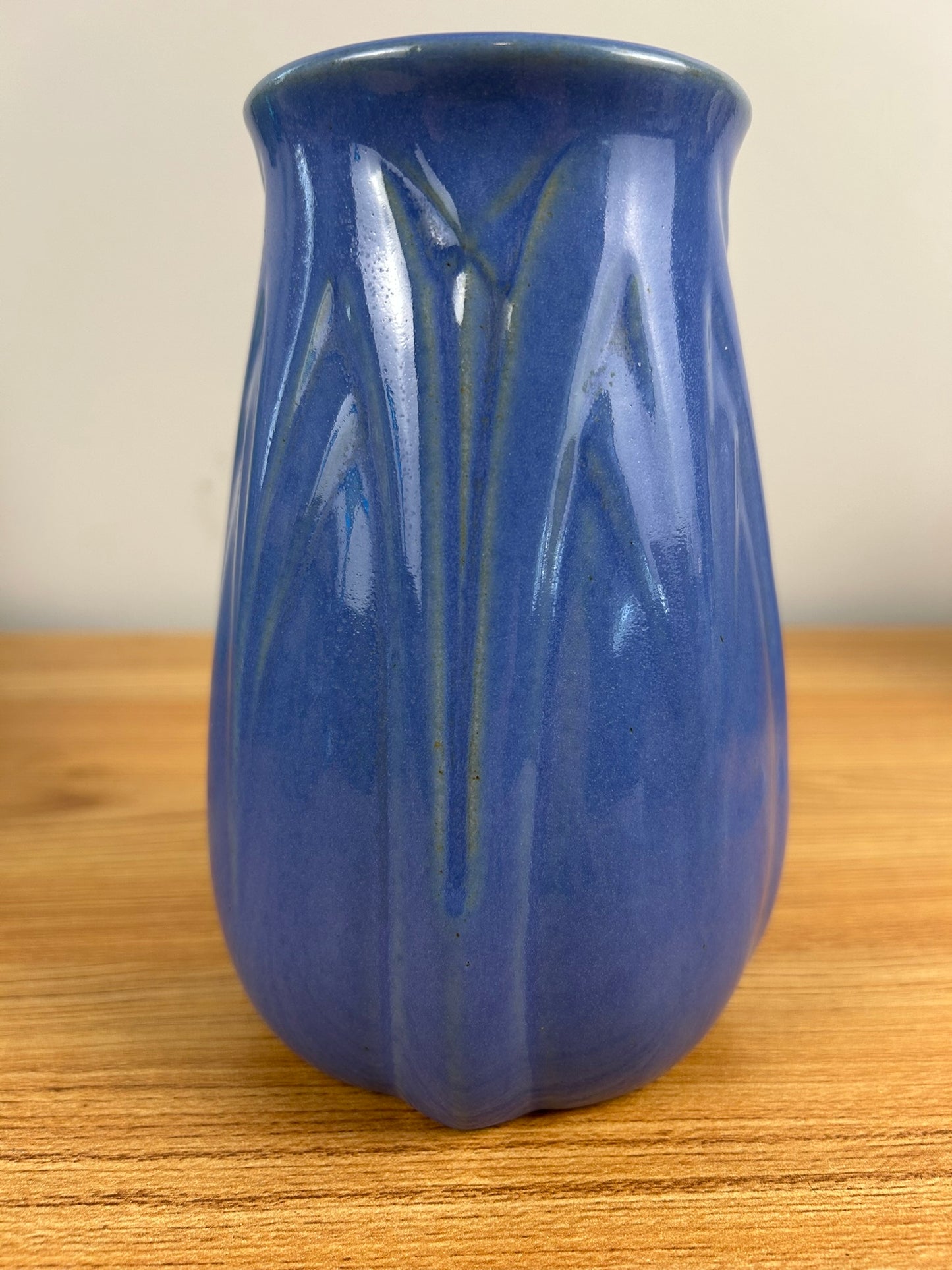 ILLINI POTTERY Rare White Hall SP&S Illinois Stoneware Blue Art Deco Vase