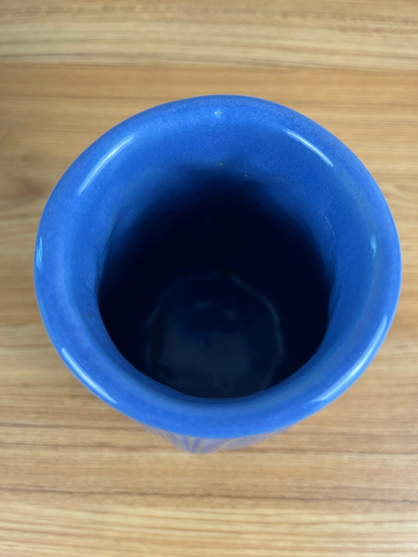 ILLINI POTTERY Rare White Hall SP&S Illinois Stoneware Blue Art Deco Vase