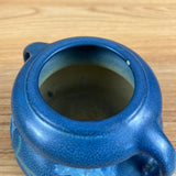 Weller Fru Russet 1900s Art Pottery Blue Mottled Glaze Floral Handled Squat Vase
