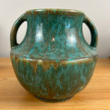 Zanesville Pottery 1920s Neptune Glaze Mottled Green Double Handled Vase 827
