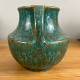 Zanesville Pottery 1920s Neptune Glaze Mottled Green Double Handled Vase 827