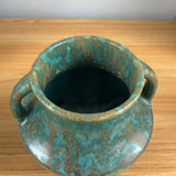 Zanesville Pottery 1920s Neptune Glaze Mottled Green Double Handled Vase 827