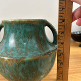 Zanesville Pottery 1920s Neptune Glaze Mottled Green Double Handled Vase 827