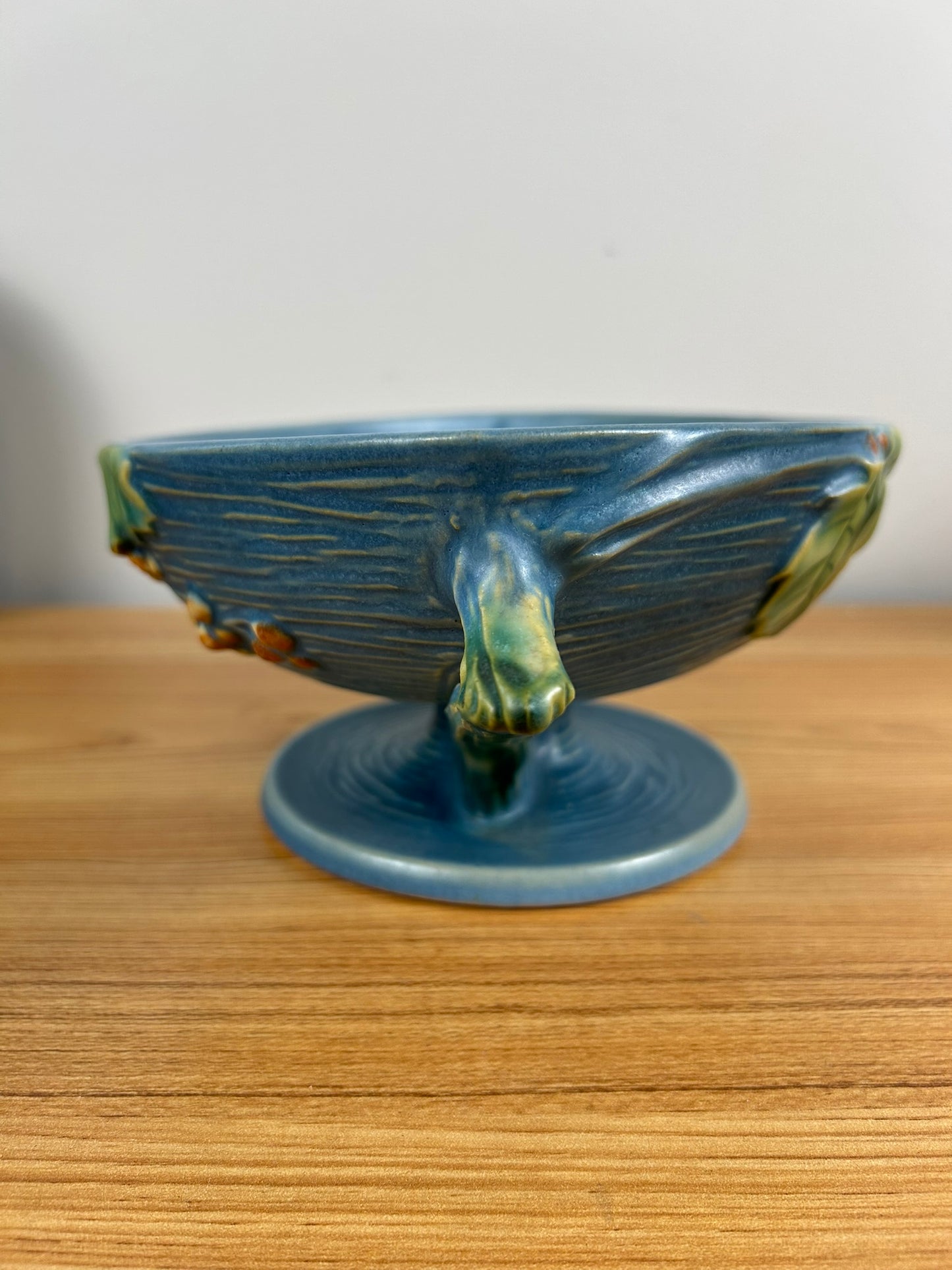 Roseville Bushberry Blue Mid Century 1941 Pottery Compote Bowl 1-10 FB