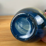 Peters And Reed 1920s Art Pottery Blue Marbleized Scenic Decorated Bulbous Vase