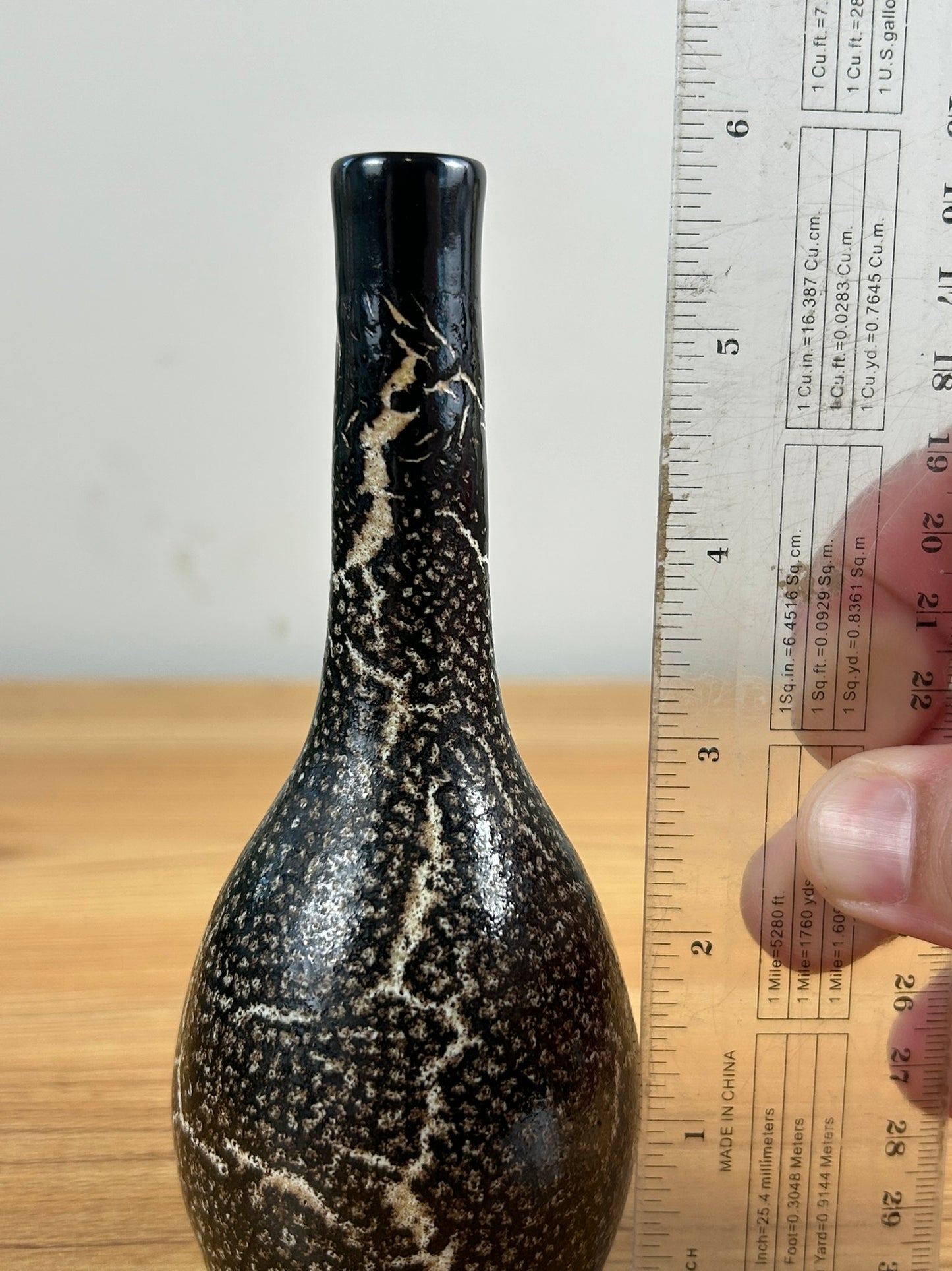 Pigeon Forge Tennessee Mid Century Modern Black Crackle Vase B Smelcer