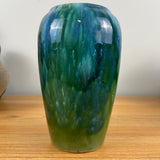 Brush McCoy 1920s Art Deco Green Blue Mottled Onyx Glaze 8" Tall Vase