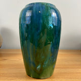 Brush McCoy 1920s Art Deco Green Blue Mottled Onyx Glaze 8" Tall Vase