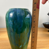 Brush McCoy 1920s Art Deco Green Blue Mottled Onyx Glaze 8" Tall Vase