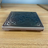 Rookwood 1950 Art Pottery Brown Blue Grape Motif Decorated Tile Trivel