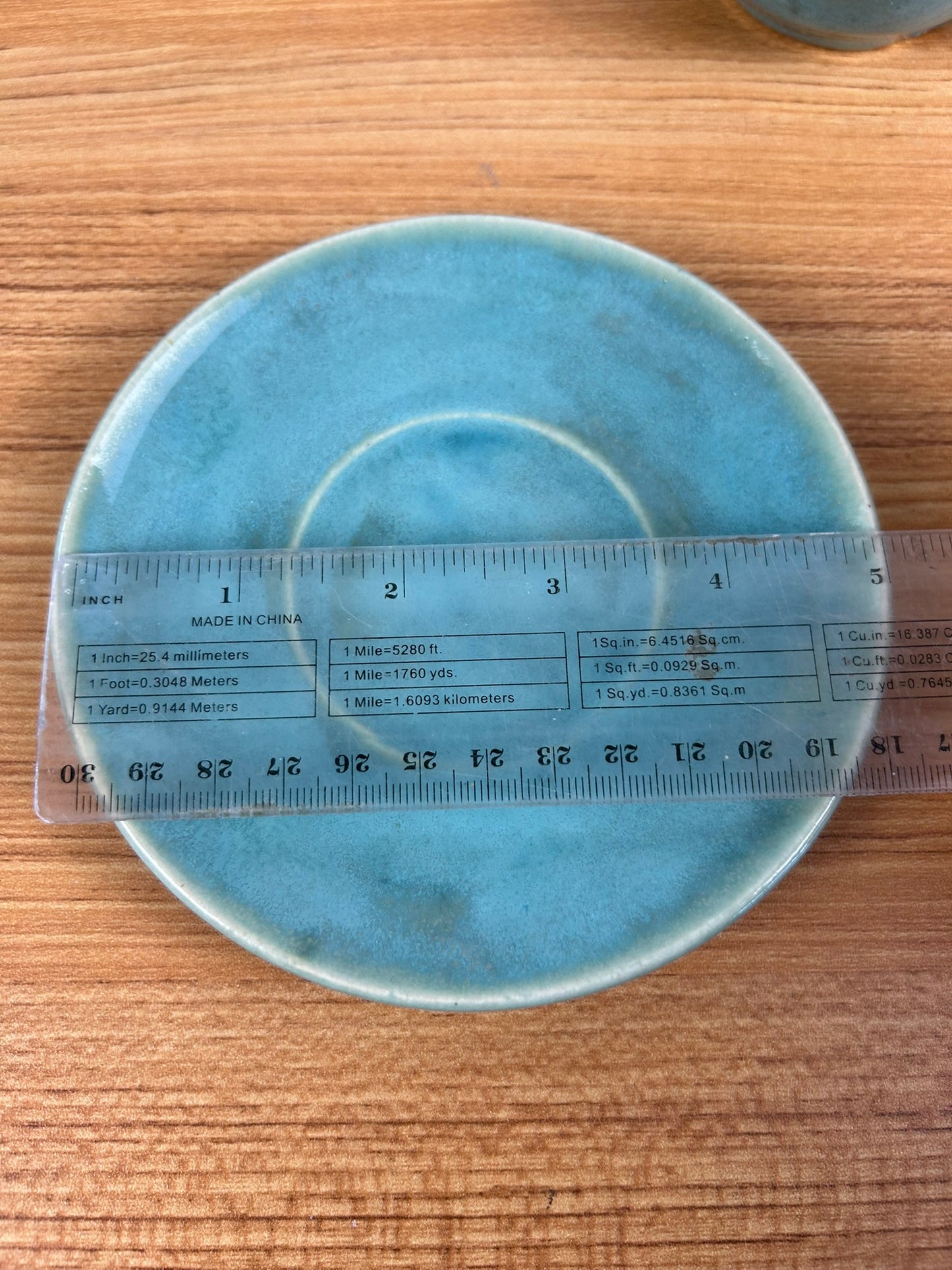 Pisgah Forest Art Pottery Blue & Pink Small Teacup & Saucer