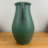 Zanesville Pottery 1920s Arts & Crafts Matte Green Ribbed #521 Vase 12" Tall