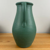 Zanesville Pottery 1920s Arts & Crafts Matte Green Ribbed #521 Vase 12" Tall