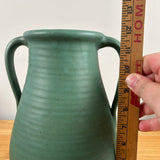 Zanesville Pottery 1920s Arts & Crafts Matte Green Ribbed #521 Vase 12" Tall