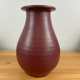 Zanesville Stoneware 1920s Arts And Crafts Red Glaze Ribbed 10" Tall Vase