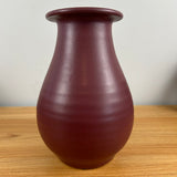 Zanesville Stoneware 1920s Arts And Crafts Red Glaze Ribbed 10" Tall Vase