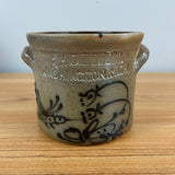 R H Diebbol Salt Glazed Stoneware Crock With Black Hummingbird Floral Motif