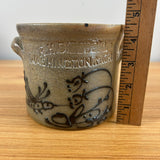 R H Diebbol Salt Glazed Stoneware Crock With Black Hummingbird Floral Motif