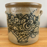R H Diebbol Salt Glazed Stoneware Large Crock With Flower Basket Motif