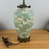 Phoenix Consolidated Glass 1930s Dogwood Pale Green on Custard Vase Lamp
