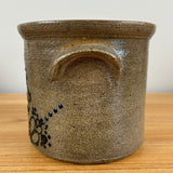R H Diebbol Salt Glazed Stoneware Crock With Blue Jumping Rabbit Motif