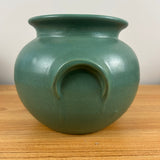 Zanesville Stoneware 1920s Arts And Crafts Matte Green Handled Bulbous Vase