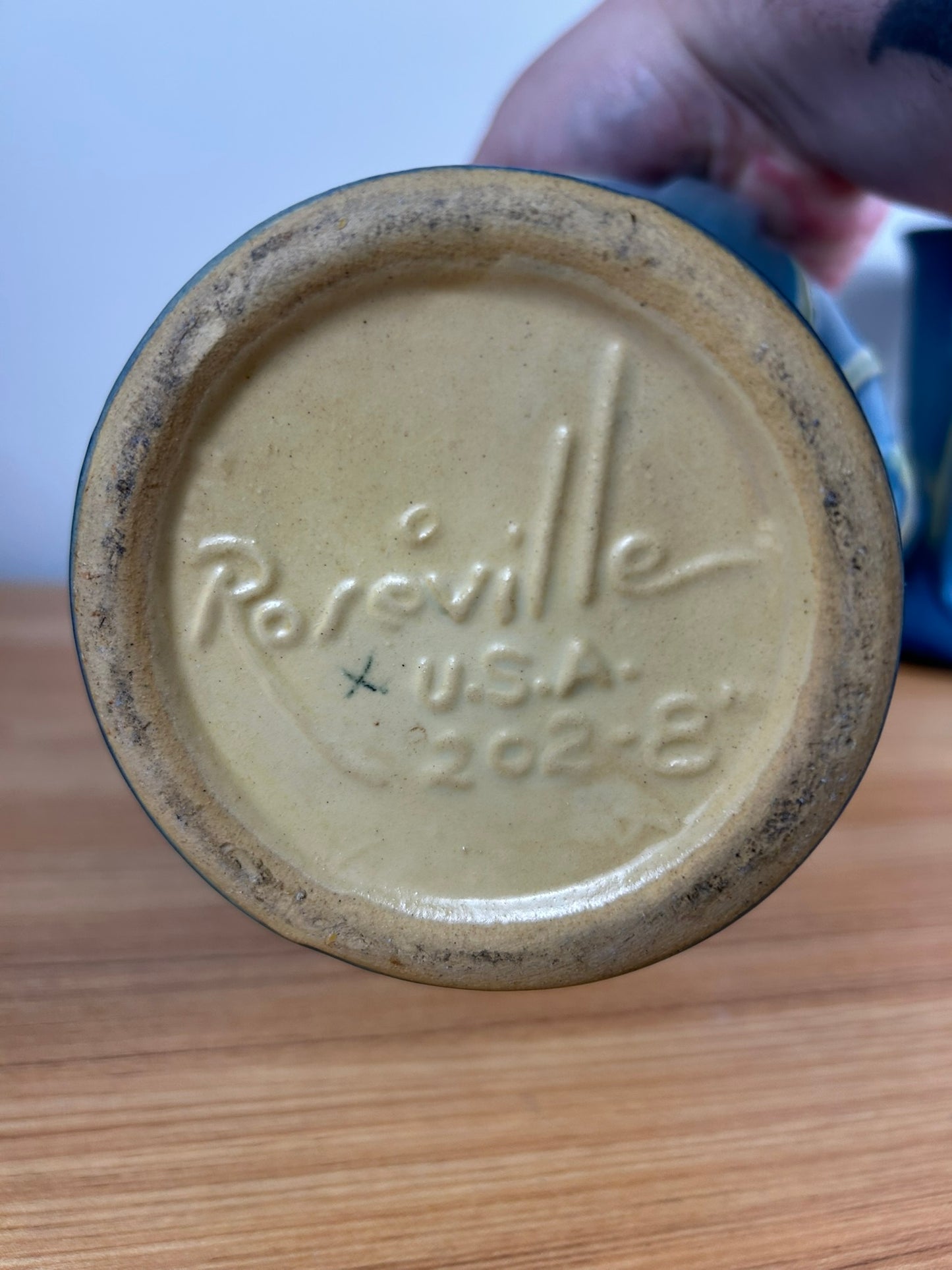 Roseville Pottery Bermuda Blue Zephyr Lily Vase #202-8 Made in U.S.A. Vintage
