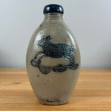 R & B Diebbol Salt Glazed Stoneware Crock Bottle With Blue Animal Motif