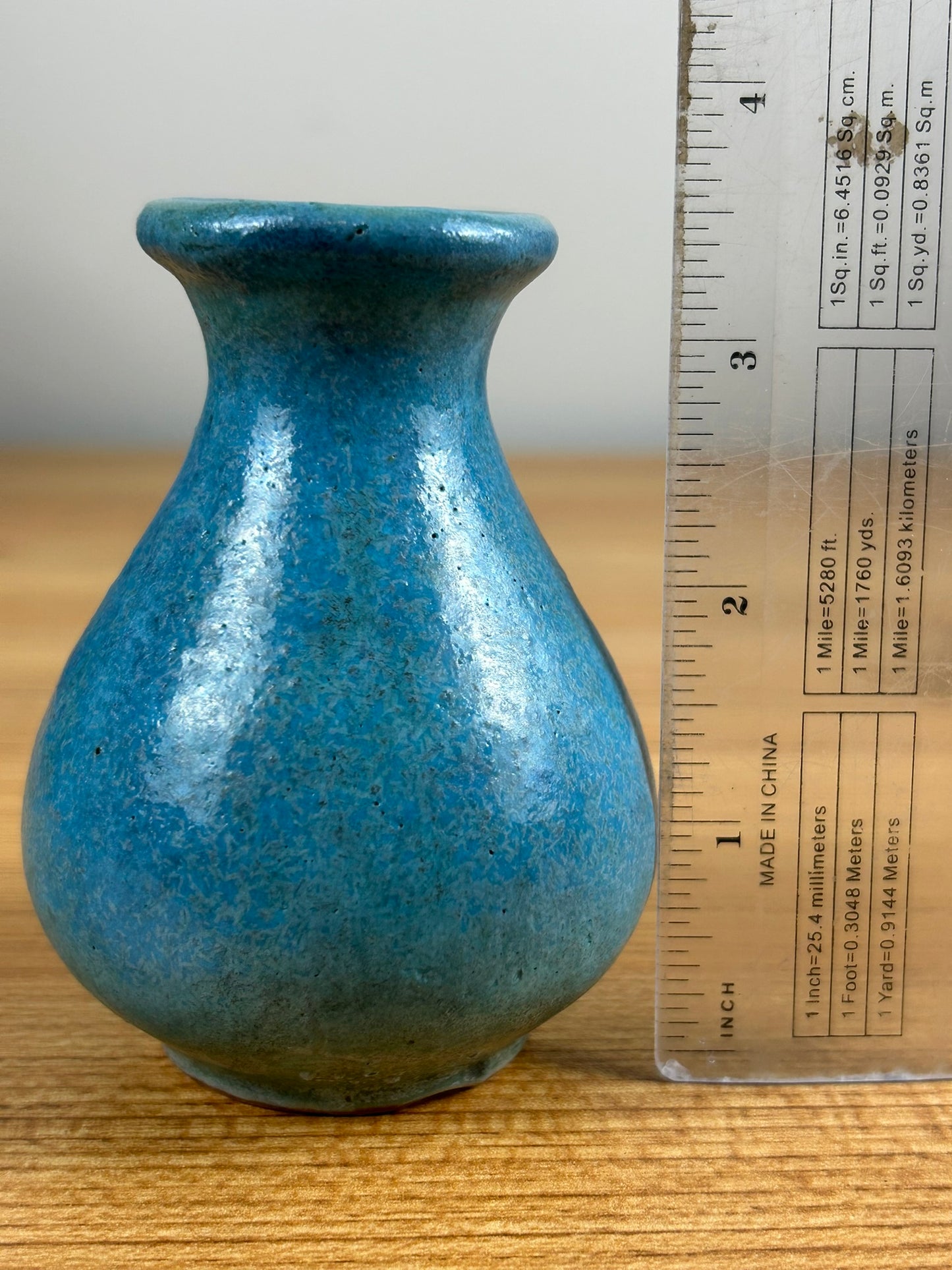 SHEARWATER POTTERY OCEAN SPRINGS, MISS. SMALL 3.5" BLUE VASE CIRCLE STAMP