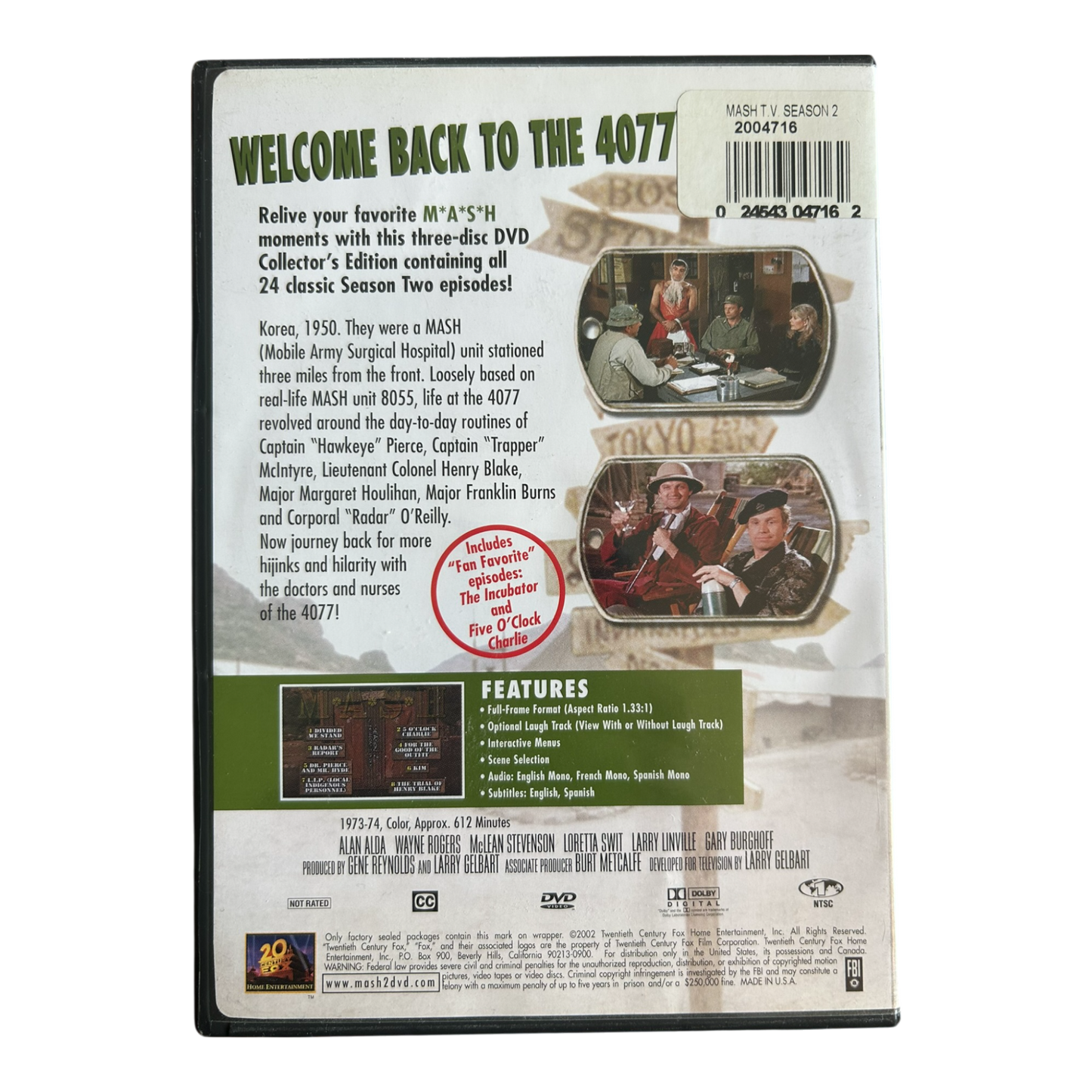 MASH - Season 2 (DVD, 2003, 3-Disc Set) Collector’s Edition