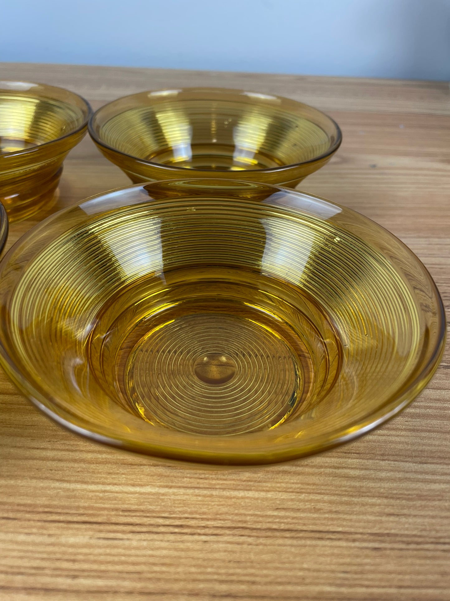 Vintage Indiana Glass Co. Old English Threading Set of 4 Bowls Depression Glass