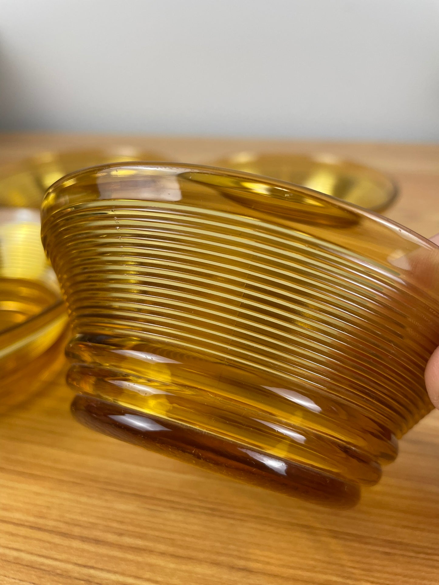 Vintage Indiana Glass Co. Old English Threading Set of 4 Bowls Depression Glass