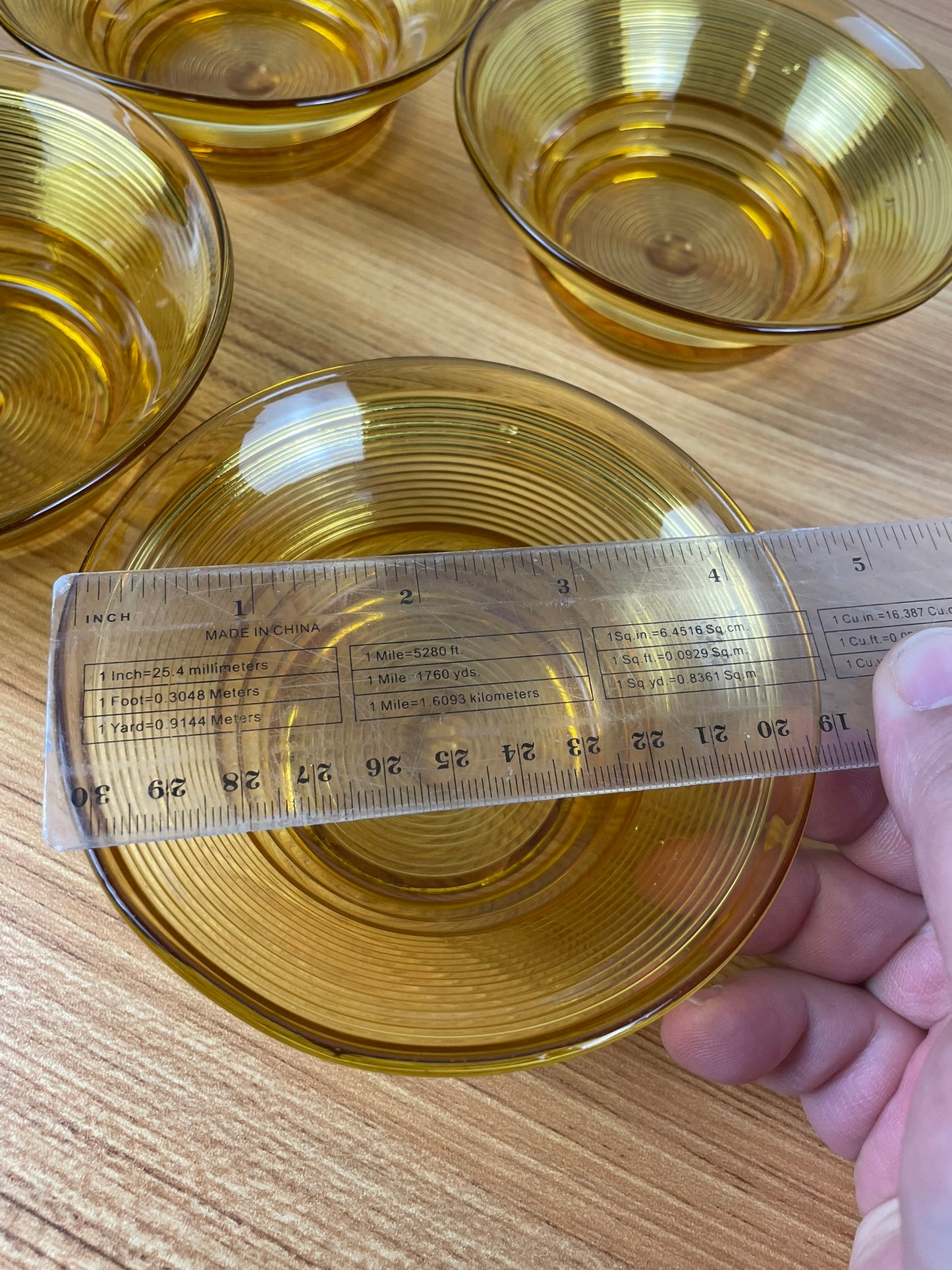 Vintage Indiana Glass Co. Old English Threading Set of 4 Bowls Depression Glass