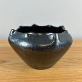 American Southern Art Pottery North Carolina Gunmetal Gray Pinched Rim Vase Bowl