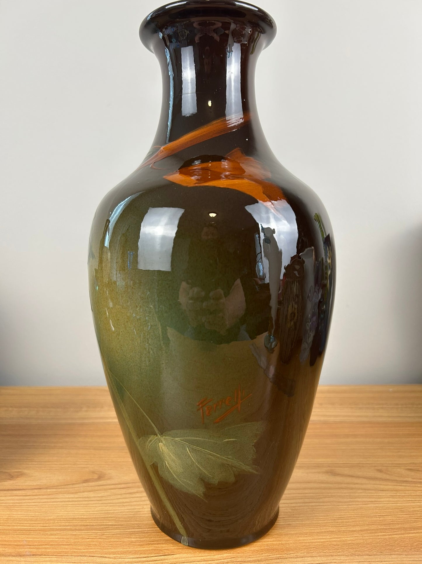 Weller Louwelsa 13" Standard Glaze Vase 266 Grapes Artist Frank Ferrell
