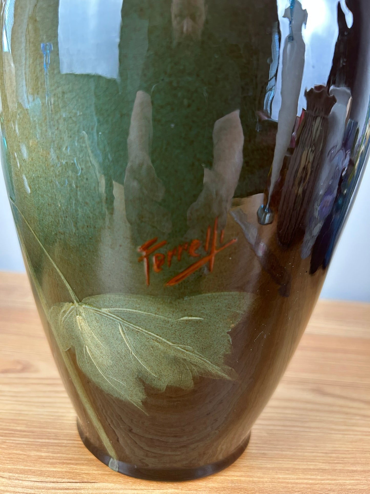 Weller Louwelsa 13" Standard Glaze Vase 266 Grapes Artist Frank Ferrell