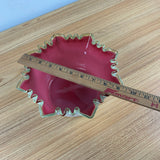 Stevens & Williams Late 19th Century Cased Cranberry Ruffled Rim Art Glass Bowl