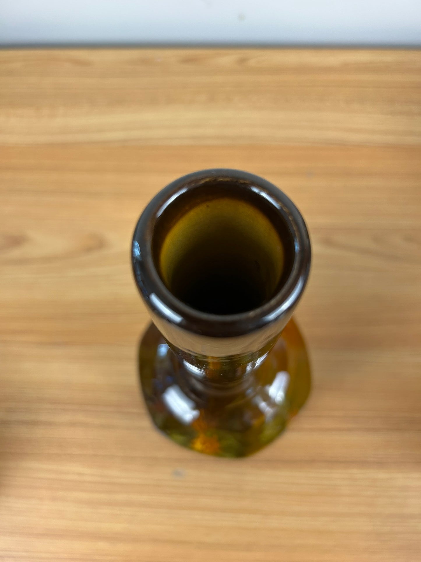 JB Owens Utopian Standard Glaze Bulbous Hexagon Base Vase With Skinny Neck.