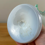 Bohemian Victorian White Cased Green Jack In The Pulpit Ruffled Rim Art Glass Vase