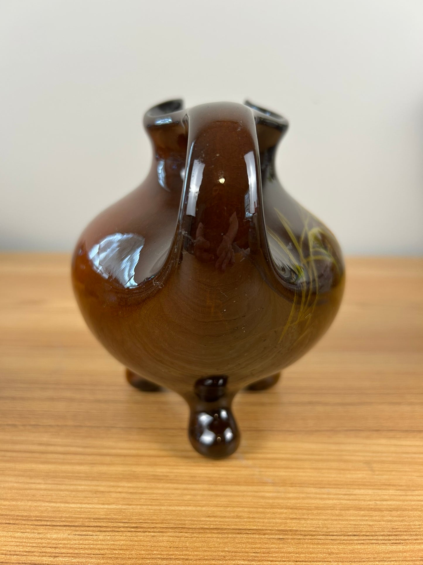 JB Owens Utopian Pitcher Tripod Vase Art Pottery 921 Floral Artwork