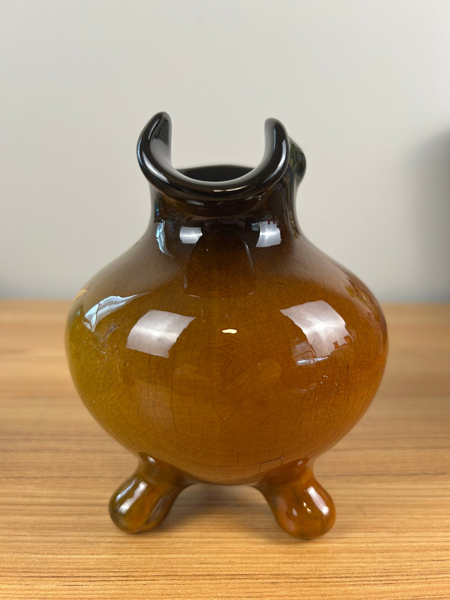 JB Owens Utopian Pitcher Tripod Vase Art Pottery 921 Floral Artwork