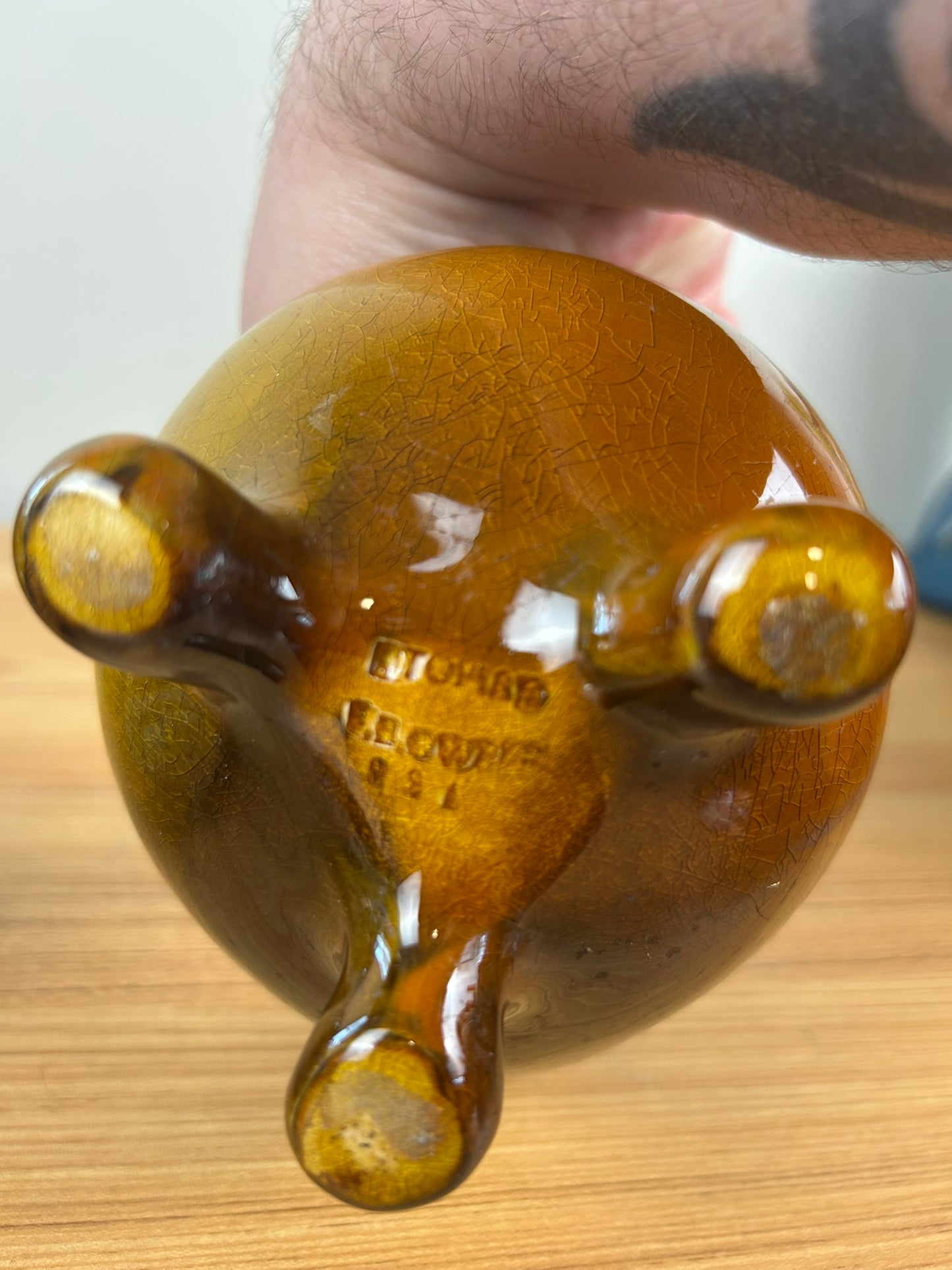 JB Owens Utopian Pitcher Tripod Vase Art Pottery 921 Floral Artwork