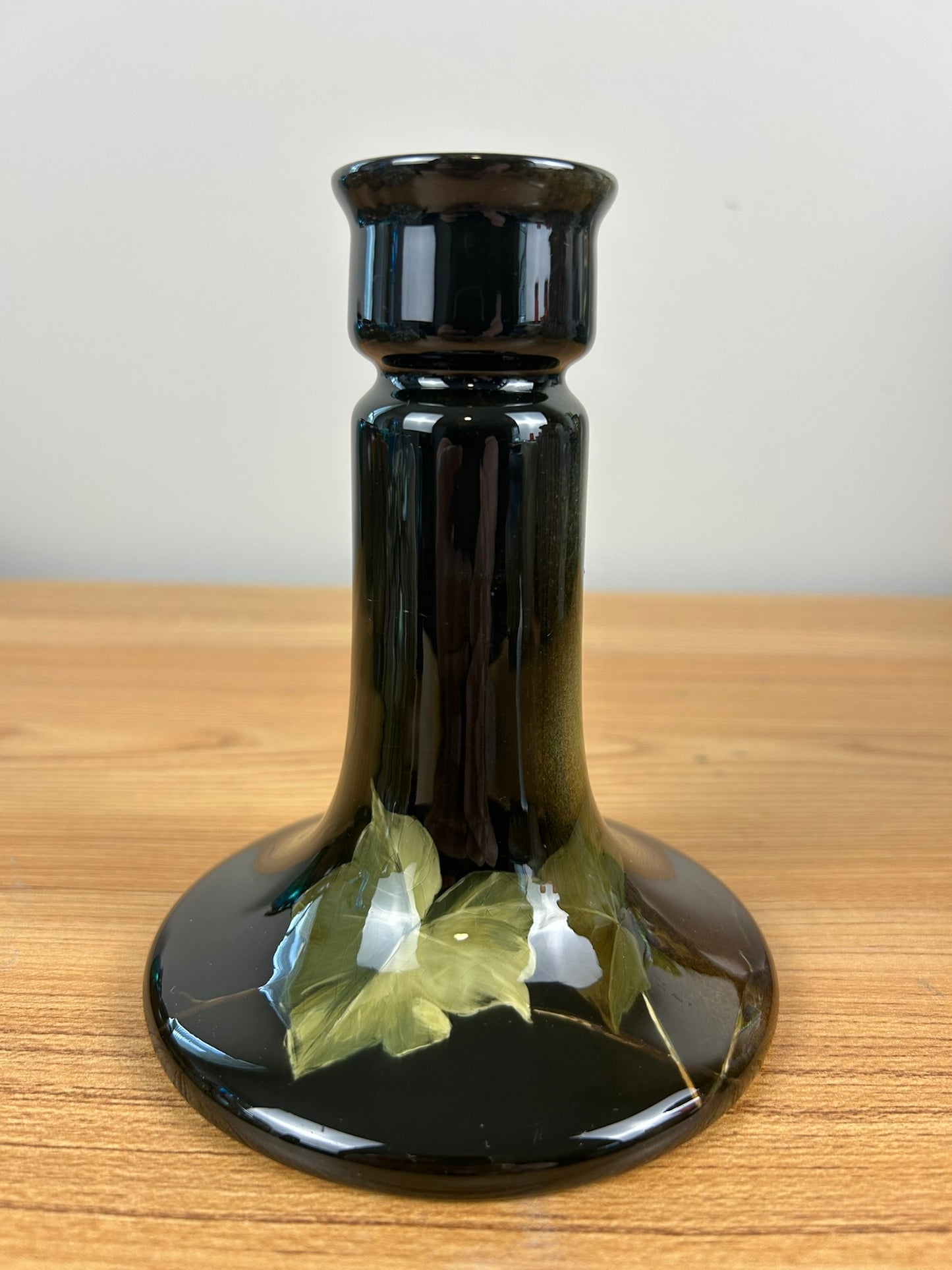 JB Owens Standard Glaze Wide Base Vase With Floral Decorations.